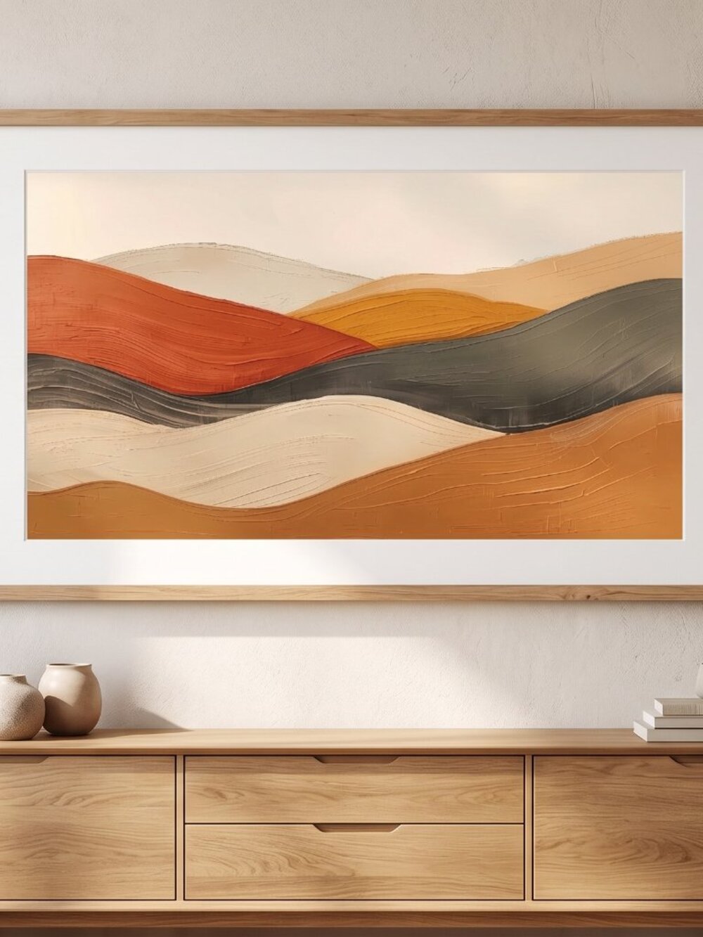 Minimalist Landscape Painting 8x10 Textured Earth Tone Abstract Art